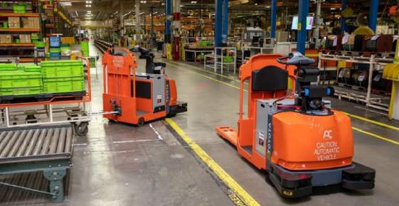 Toyota autonomous vehicles in warehouse 