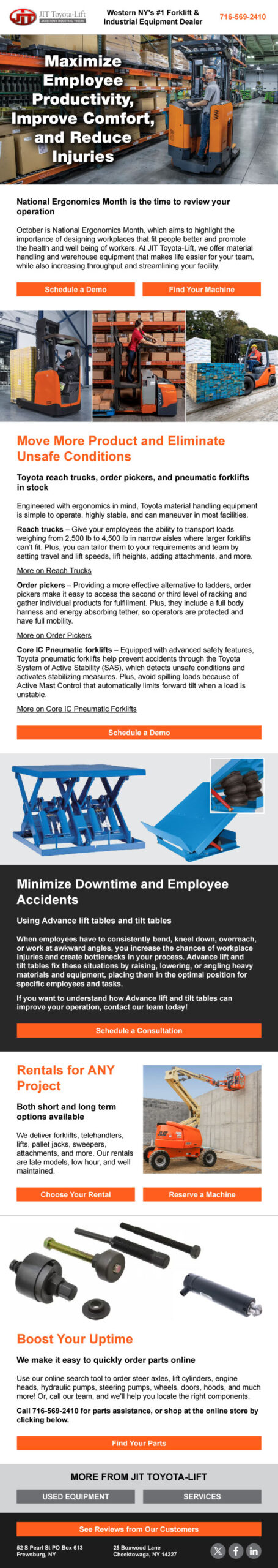 Toyota forklift and warehouse equipment our JIT Toyota Lift for warehouse operations