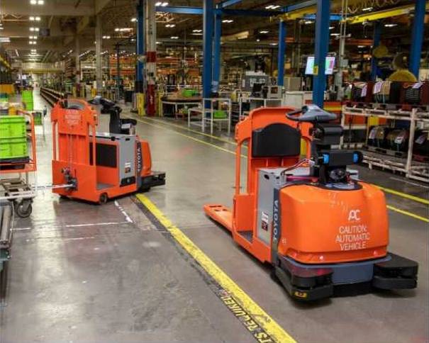 Toyota autonomous vehicles in warehouse 